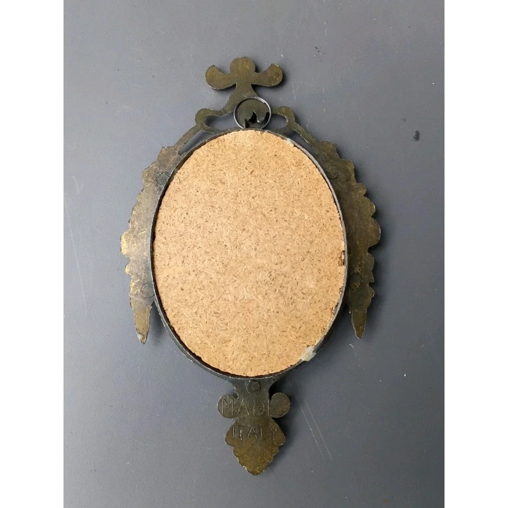 Oval Brass Ornate Frame- Floral Picture -Italy 6.5